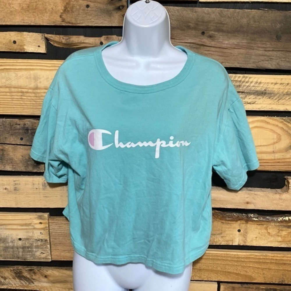 Champion Reverse Weave Teal Cropped T-shirt Medium